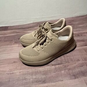 KIZIK Lima Mens Sz 6.5 W Women's Sz 8 W Sneakers Taupe Knit Handsfree Lace Up